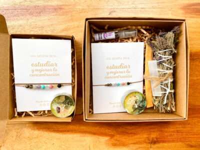 Estudiar y mejorar la concentración: Pulsera, collar, vela y caja ritual de intención