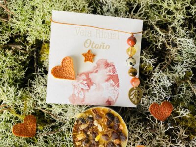 Pack Mágico de Otoño · Vela de Intención + Amuleto de Hoja